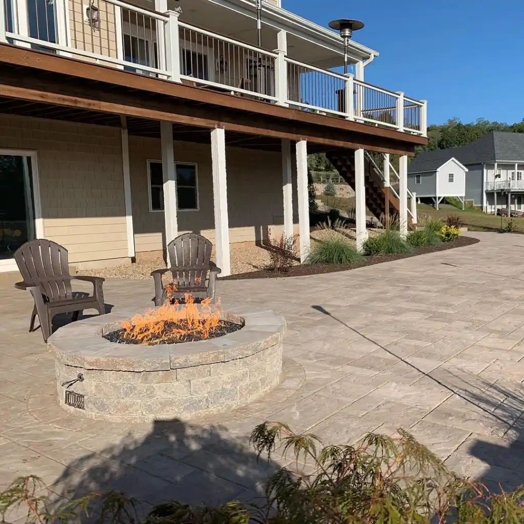 backyard patio with a firepit