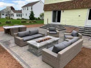 Backyard Outdoor Firepit Built By Scenic Landscaping & Property Maintenance