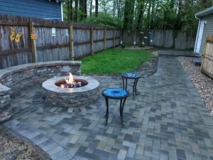 Backyard Outdoor Firepit Built By Scenic Landscaping & Property Maintenance