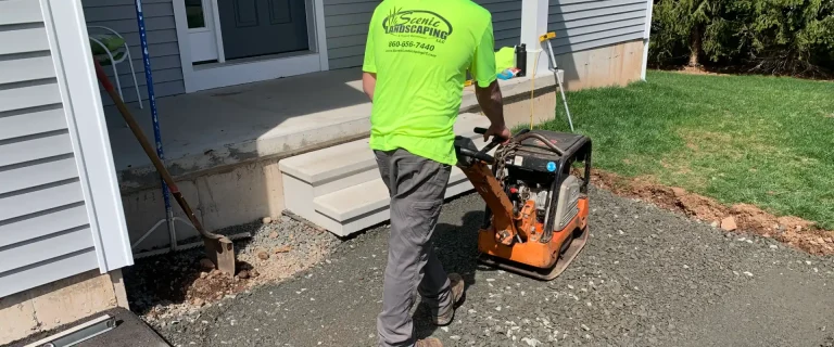 compacting a base in preparation for installation of a new paver patio