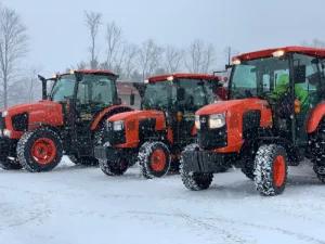 snow removal tractors lined up